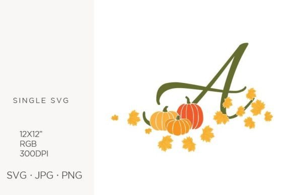A Letter, Autumn, Leaves and Pumpkin Graphics & Icons