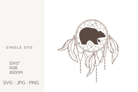 Abstract Bear Inside Dream Catcher Graphics & Icons
