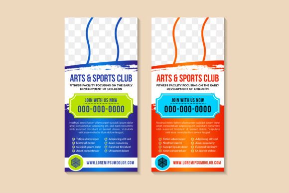 Art and Sport Club Vertical Banner: Graphics & Print Templates