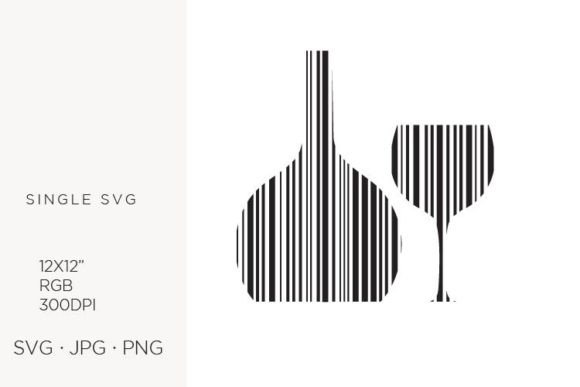 Barcode, Wine Bottle & Glass Vector Graphics
