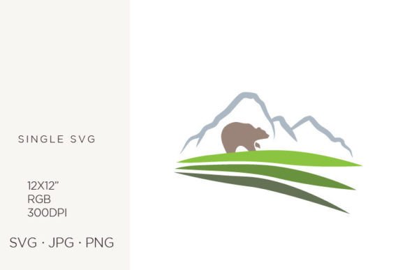 Bear and Mountain Landscape Graphics & Icons