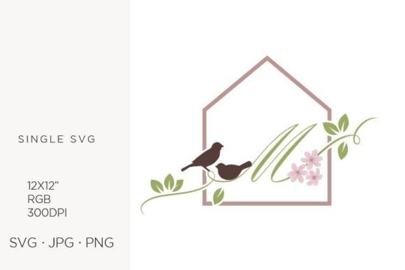 Birds Floral House, Letter M Graphics & Icons
