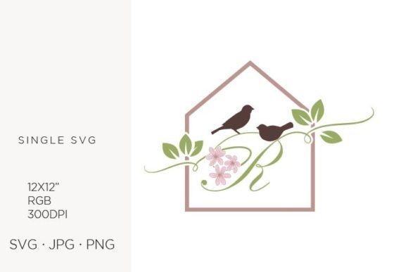 Birds Floral House, Letter R: Graphics & Icons