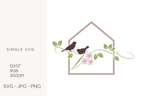 Birds Floral House, Letter V Graphics & Icons