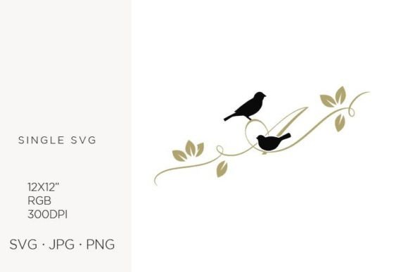 Birds on a Branch, Golden Letter A: Graphics & Icons for Handmade Brands