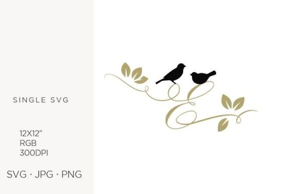 Birds on a Branch, Golden Letter E: Graphics & Icons Review