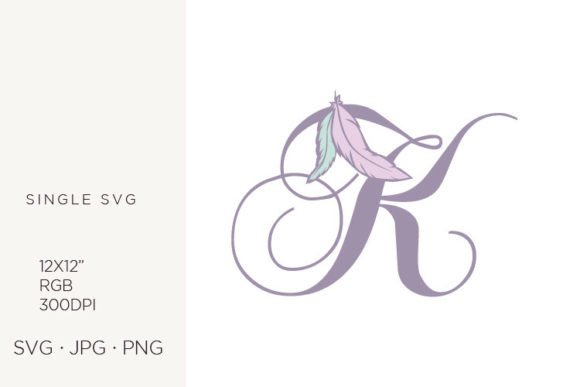 Bohemian Feather, Boho Letter K Graphics & Icons