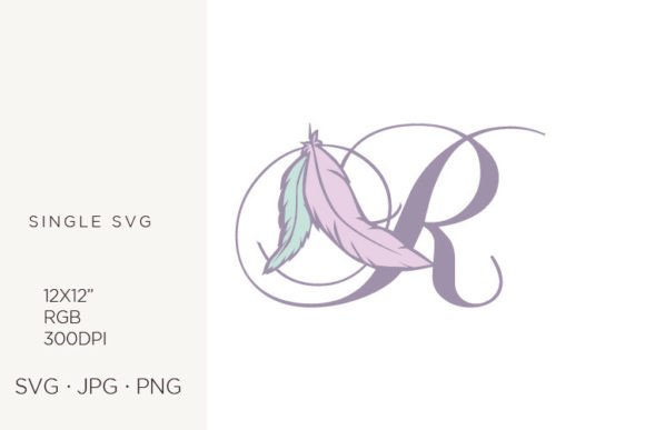 Bohemian Feather, Boho Letter R Graphics & Icons