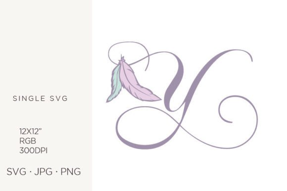 Bohemian Feather, Boho Letter Y Graphics & Icons