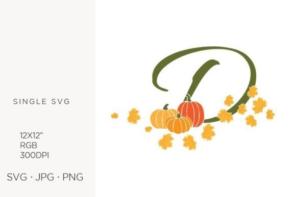 D Letter, Autumn, Leaves and Pumpkin: Seasonal Graphics & Icons