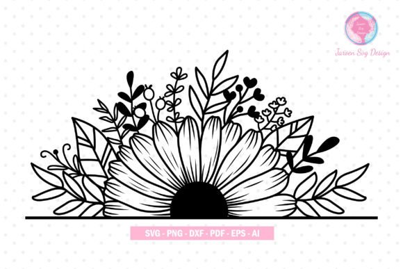 Daisy Flower Monogram SVG: Graphics & Print Templates