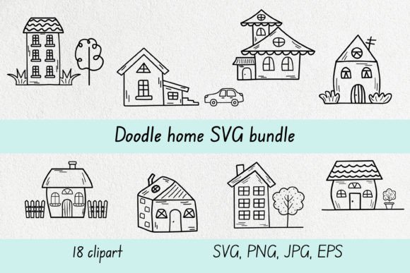 Doodle Home SVG Bundle: Graphics for Print Templates