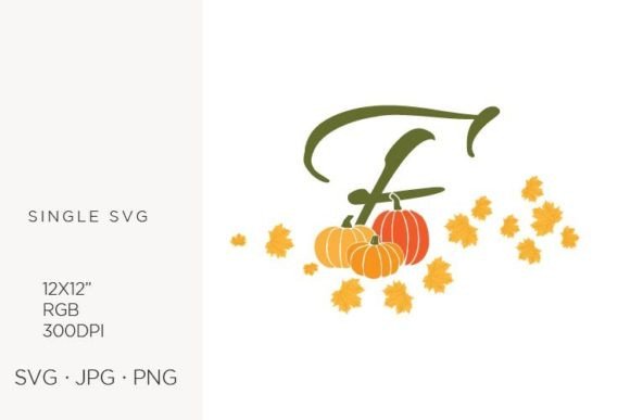 F Letter, Autumn, Leaves and Pumpkin Graphics & Icons