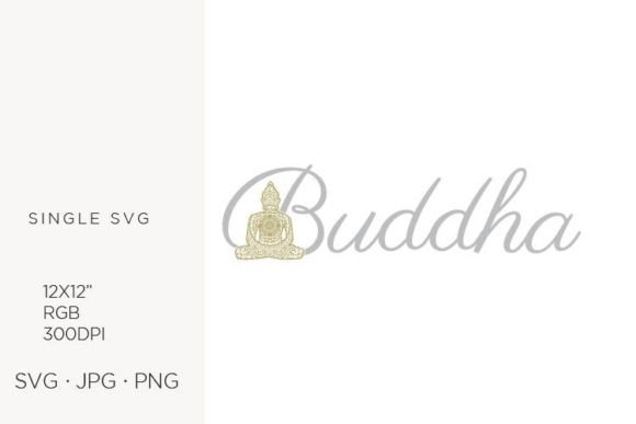 Golden Buddha and Word Buddha Graphics & Icons