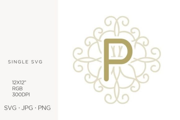 Letter P, Swirl Ornamental Monogram: Graphics & Icons