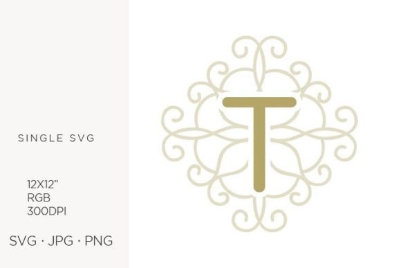 Letter T, Swirl Ornamental Monogram: Icons & Graphics for Local Branding