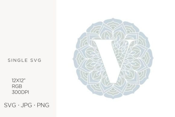 Mandala Monogram Letter V
