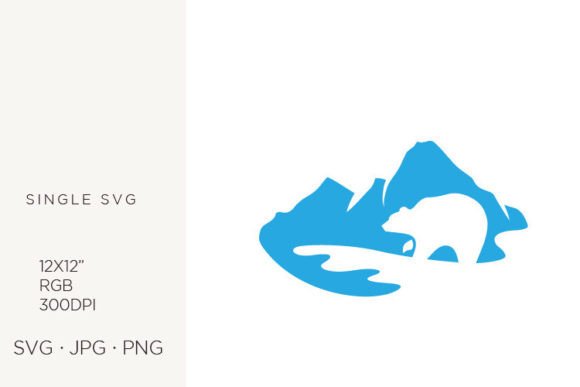 Polar Bear and Mountain Landscape Graphics & Icons