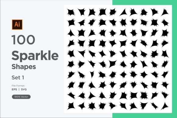 Sparkle Shape Symbol Sign V1-100-1: Graphics & Decorative Elements
