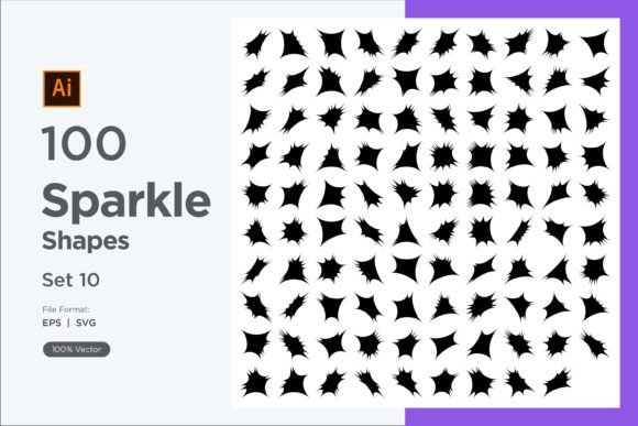 Sparkle Shape Symbol Sign V1-100-10: Decorative Elements & Graphics