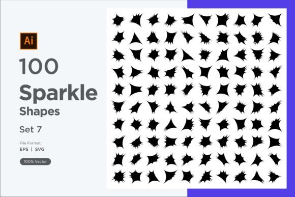 Sparkle Shape Symbol Sign V1-100-7: Graphics & Decorative Elements