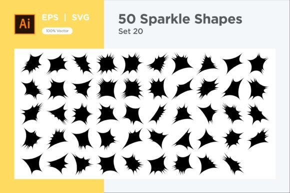 Sparkle Shape Symbol Sign V1-50-20: Graphics & Decorative Elements