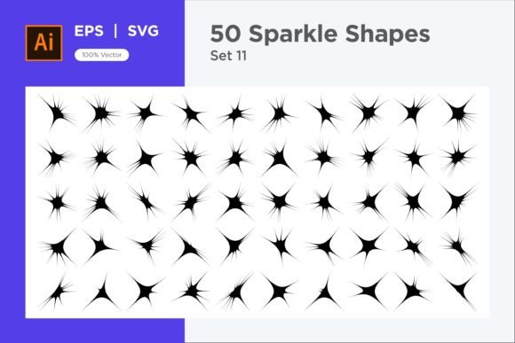 Sparkle Shape Symbol Sign V2-50 -11: Graphics for Decorative Elements