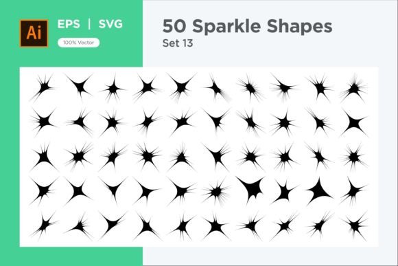 Sparkle Shape Symbol Sign V2-50 -13: Graphics & Decorative Elements
