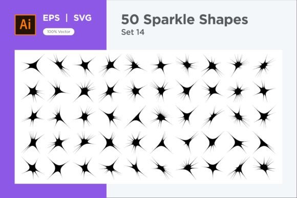 Sparkle Shape Symbol Sign V2-50 -14: Graphics for Decorative Elements