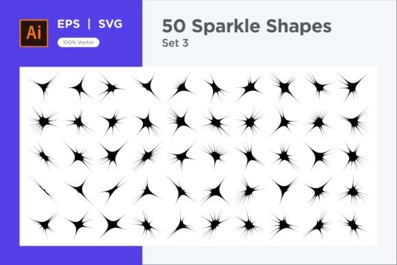 Sparkle Shape Symbol Sign V2-50 -3 Graphics