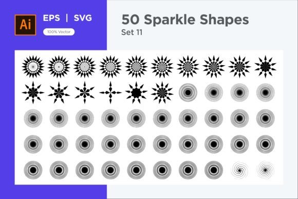 Sparkle Shape Symbol Sign V3-50 -11: Graphics for Decorative Elements