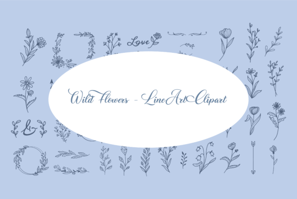 Wild Flowers Line-art Clipart: Free Graphics for Creative Publishers